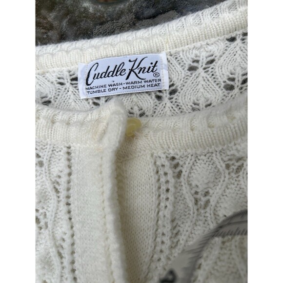 Vintage 60’s Women’s MCM Textured Pearl Cardigan L/XL Cottagecore Modest - Picture 8 of 8